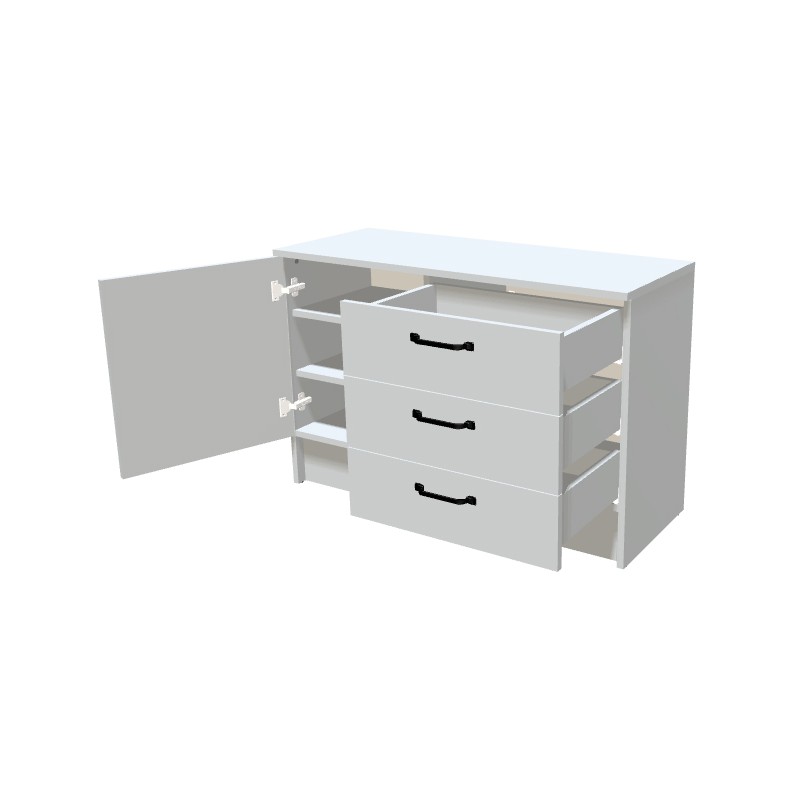 Komoda na cokole z szufladami i półkami (P)