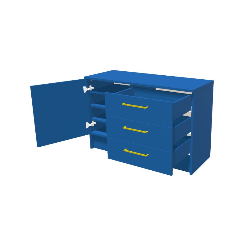 Komoda na cokole z szufladami i półkami (P)