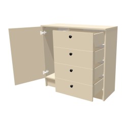 Komoda na cokole z szufladami i półkami (P)