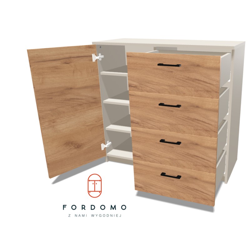 Komoda na cokole z szufladami i półkami (P)