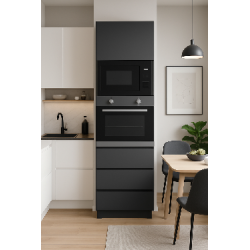 Słupek do zabudowy piekarnika i mikrofalówki z frontem uchylnym i 3 szufladami