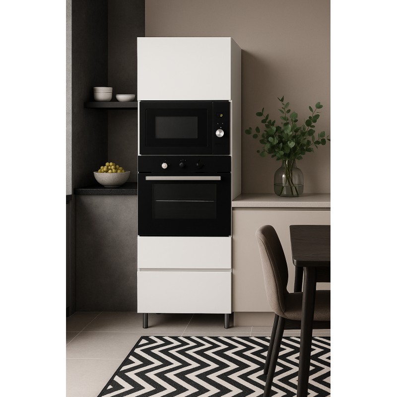 Słupek do zabudowy piekarnika i mikrofalówki z frontem uchylnym i 2 szufladami