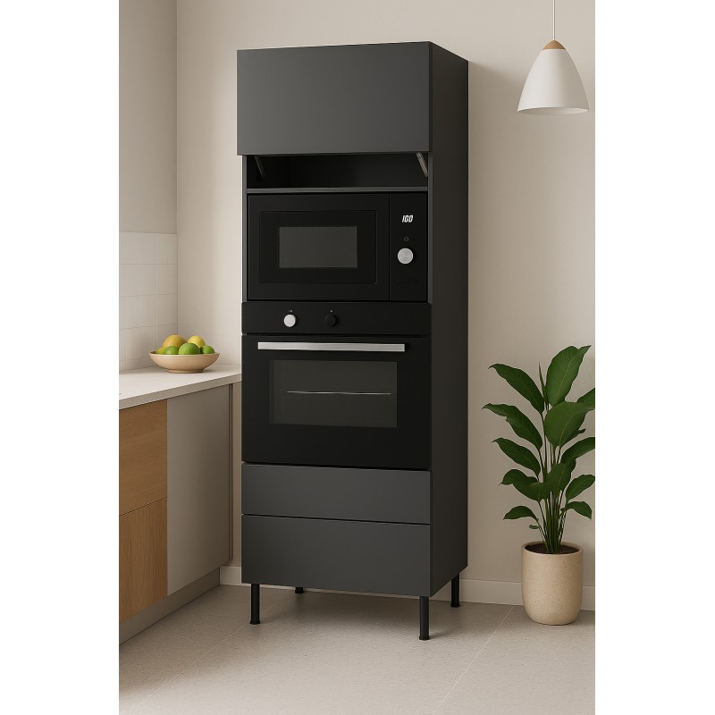 Słupek do zabudowy piekarnika i mikrofalówki z 2 szufladami