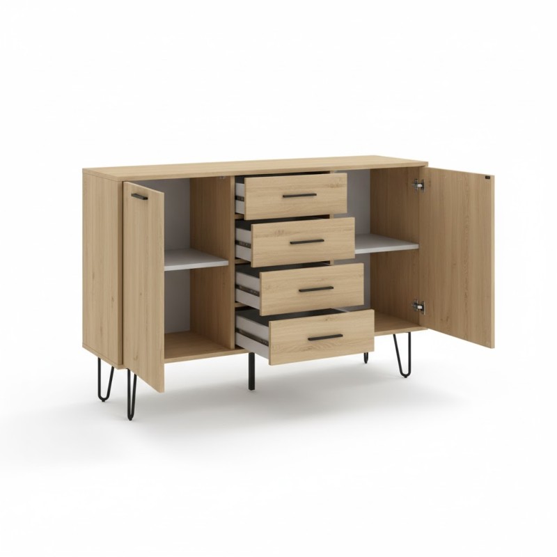 Komoda na nóżkach dwudrzwiowa z szufladami