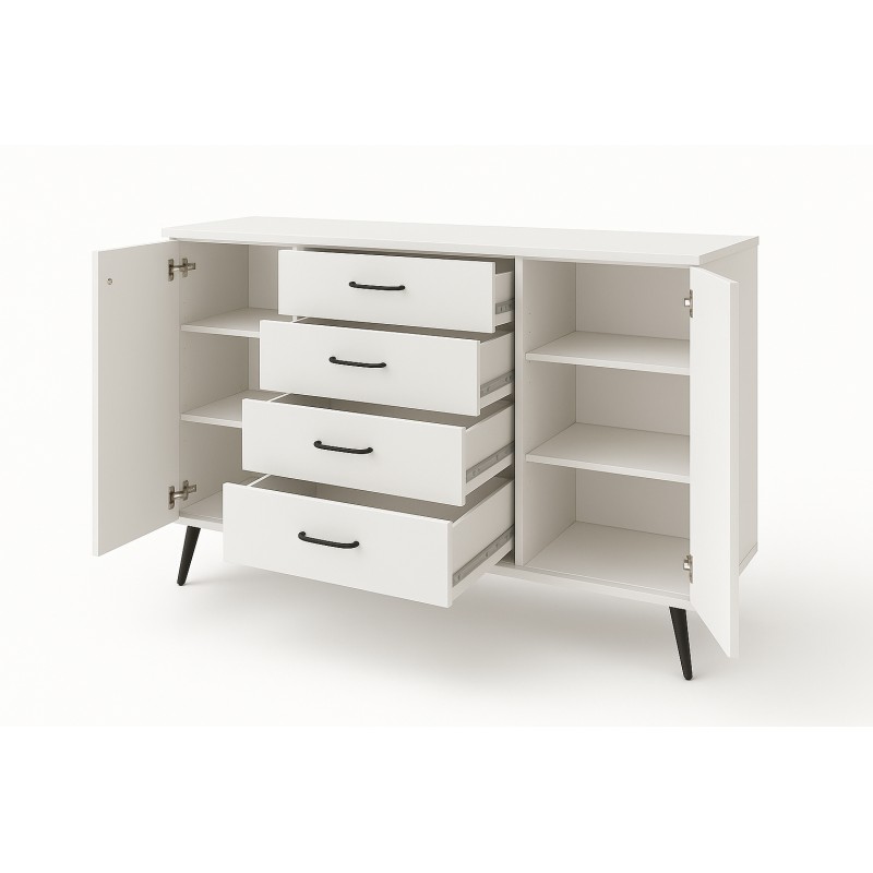 Komoda na nóżkach dwudrzwiowa z szufladami