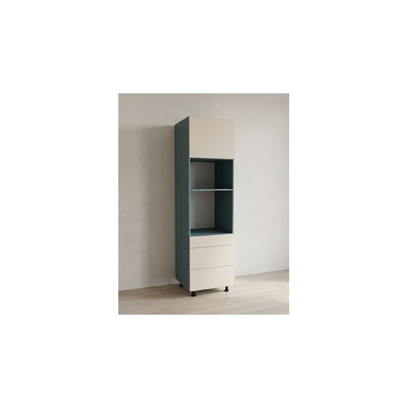 Słupek do zabudowy piekarnika i mikrofalówki z frontem uchylnym i 3 szufladami