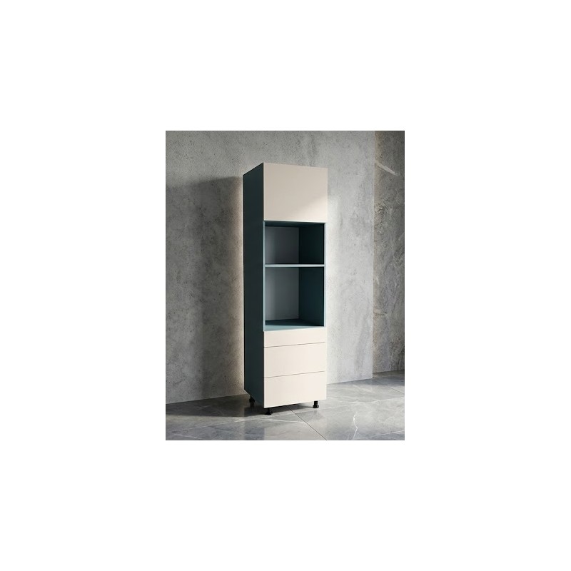 Słupek do zabudowy piekarnika i mikrofalówki z frontem uchylnym i 3 szufladami