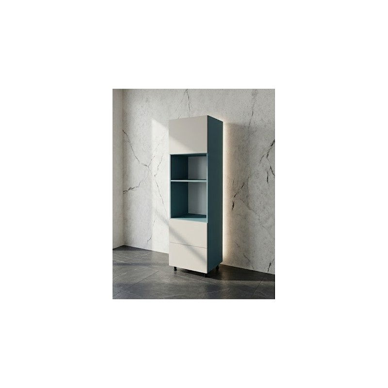 Słupek do zabudowy piekarnika i mikrofalówki z frontem uchylnym i 2 szufladami