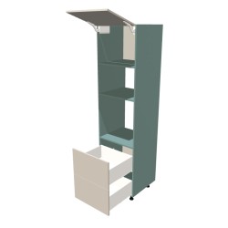 Słupek do zabudowy piekarnika i mikrofalówki z frontem uchylnym i 2 szufladami