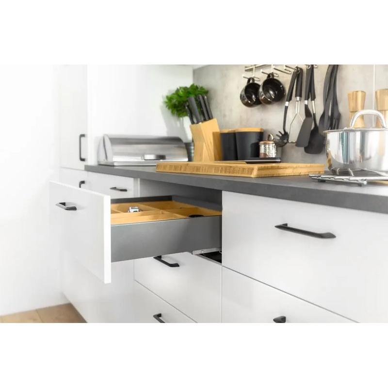 Szuflada GTV AXISPRO, H=86 mm, L=400 mm, cichy domyk, pełny wysuw, antracyt (PB-AXISPRO-KPL400A)