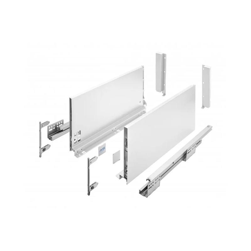 Szuflada GTV AXISPRO, H=200 mm, L=450 mm, cichy domyk, pełny wysuw, biały (PB-AXISPRO-KPL450D1)
