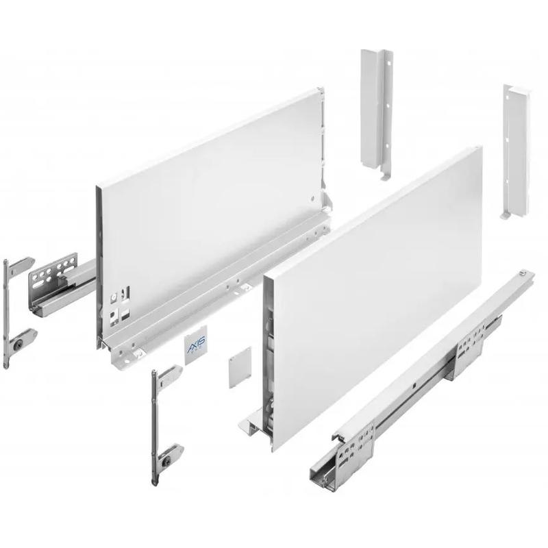 Szuflada GTV AXISPRO, H=200 mm, L=550 mm, cichy domyk, pełny wysuw, biały (PB-AXISPRO-KPL550D1)