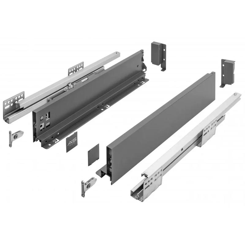 Szuflada GTV AXISPRO, H=86mm, L=600mm, cichy domyk, pełny wysuw, antracyt (PB-AXISPRO-KPL600A)