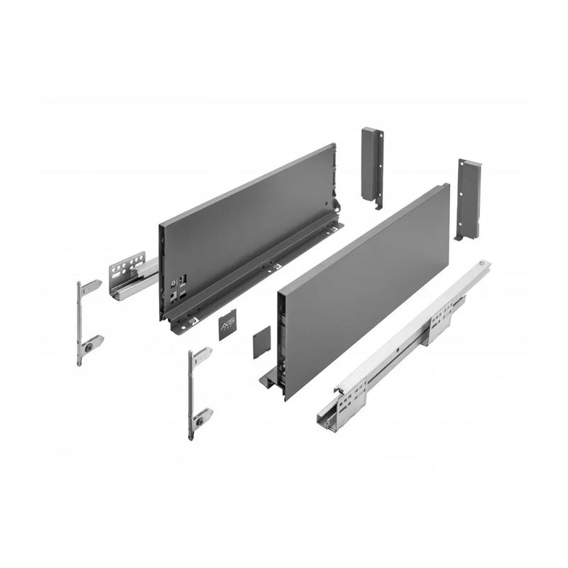 Szuflada GTV AXISPRO, H=120 mm, L=600 mm, cichy domyk, pelny wysuw, antracyt (PB-AXISPRO-KPL600B)