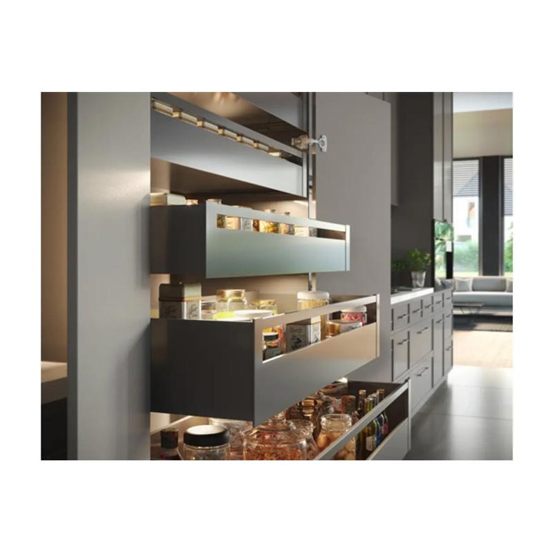 Szuflada GTV AXISPRO, H=200mm, L=600mm, cichy domyk, pełny wysuw, antracyt (PB-AXISPRO-KPL600D)