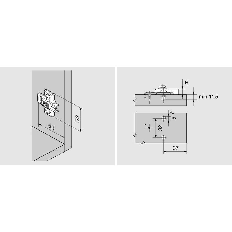 BLUM MODUL specjalny prowadnik do drzwi lodówki, 0 mm, cynkowy, EXPANDO (194K6100E)