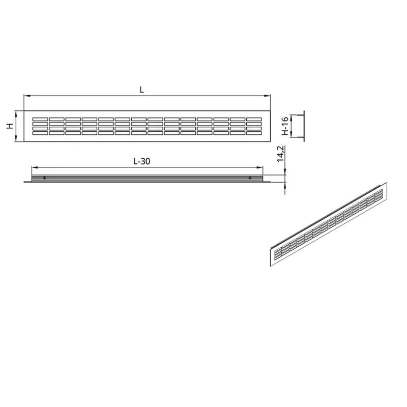 Kratka Wentylacyjna GTV 48x8cm Biała | Przepustowość Powietrza 140cm2