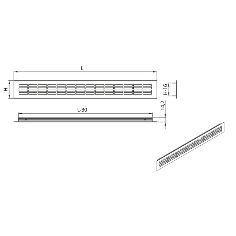 Kratka wentylacyjna KR-398 480x80 czarny mat ATM