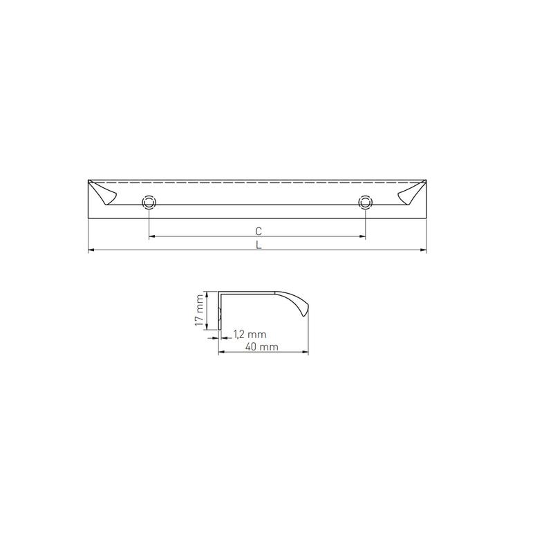Uchwyt meblowy GTV HEXA 96 mm aluminium, nowoczesny krawędziowy