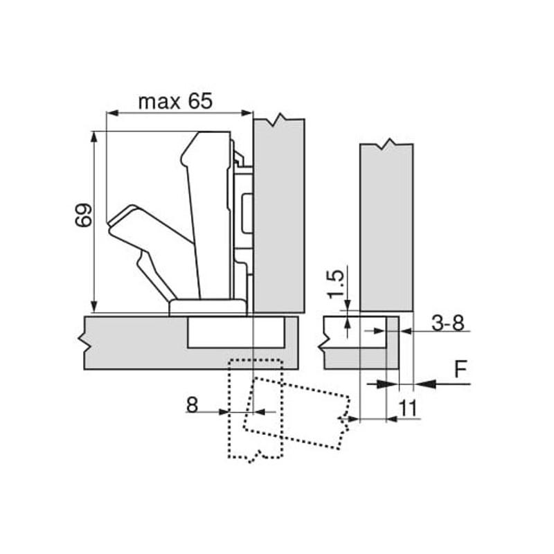 BLUM 71T6550 CLIP top zawias 170 stopni prosty, ze sprężyną | FORDOMO