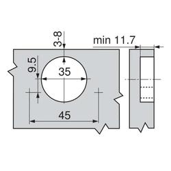 BLUM CLIP TOP Zawias nakładany 155° z zerowym uskokiem, ze sprężyną, puszka na wkręty (71T7550)