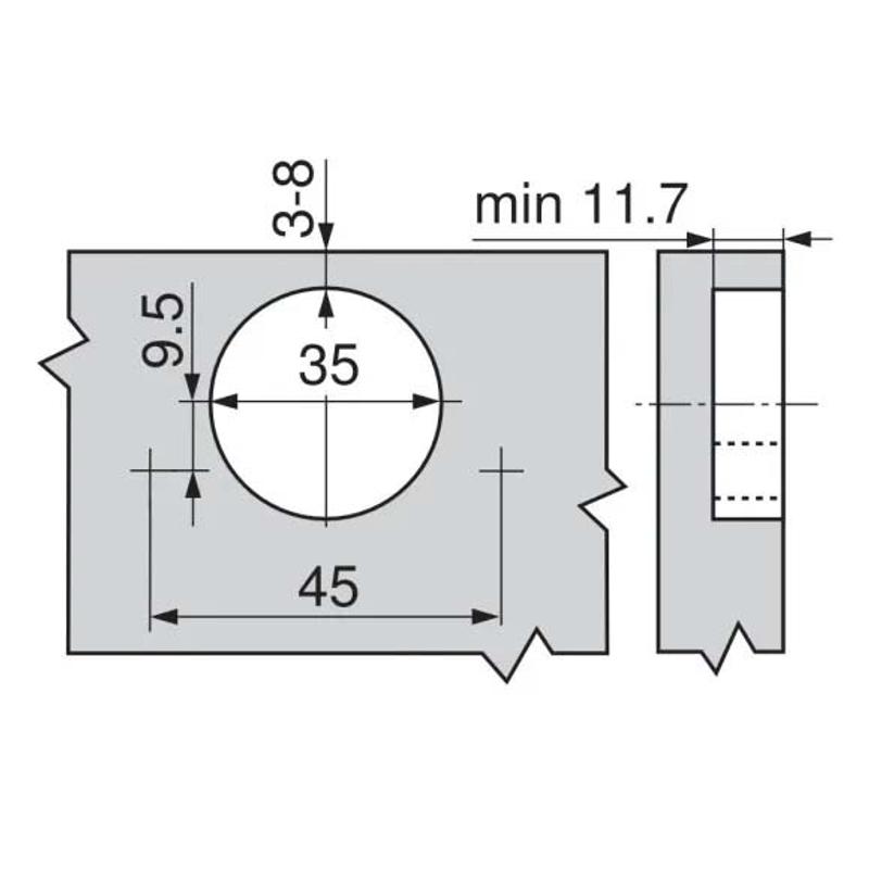 BLUM CLIP TOP Zawias nakładany 155° z zerowym uskokiem, ze sprężyną, puszka na wkręty (71T7550)
