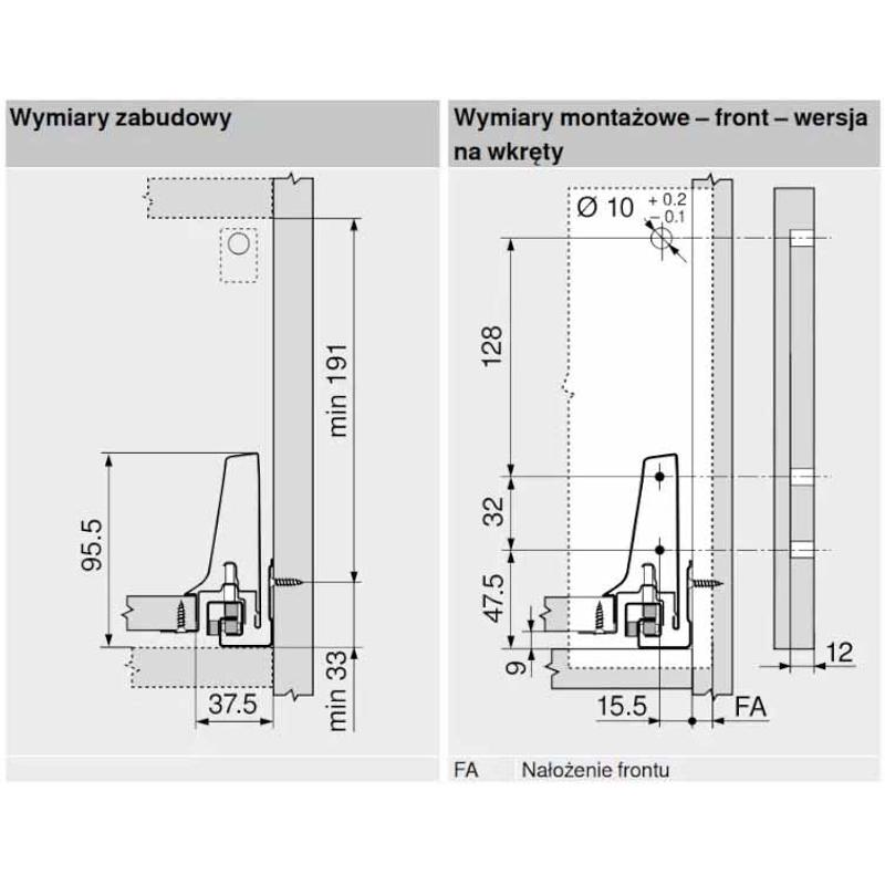 Tandembox Antaro Blum M (niska), L-270mm, Jedwabiście biały