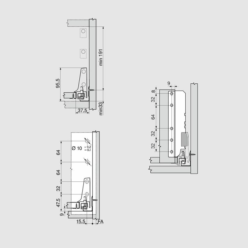 Tandembox Antaro Blum M (niska), L-450mm, szary