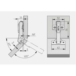 GTV zawias 45 stopni kątowy hydrauliczny ZM-HCKT45-BE-S
