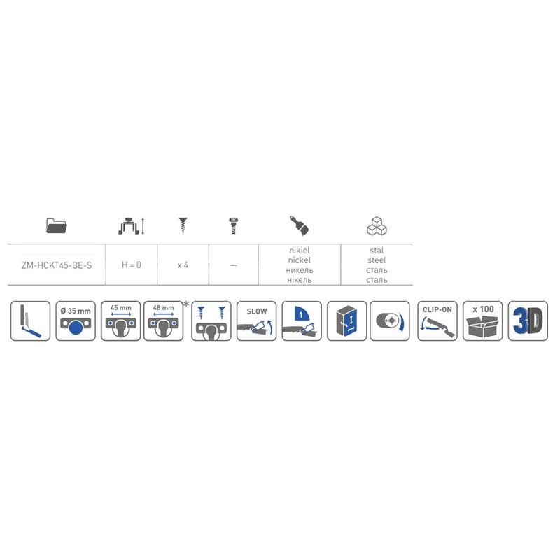GTV zawias 45 stopni kątowy hydrauliczny ZM-HCKT45-BE-S