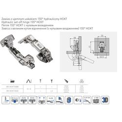 GTV zawias kątowy hydrauliczny 155 stopni z euro ZM-HCKT155BE