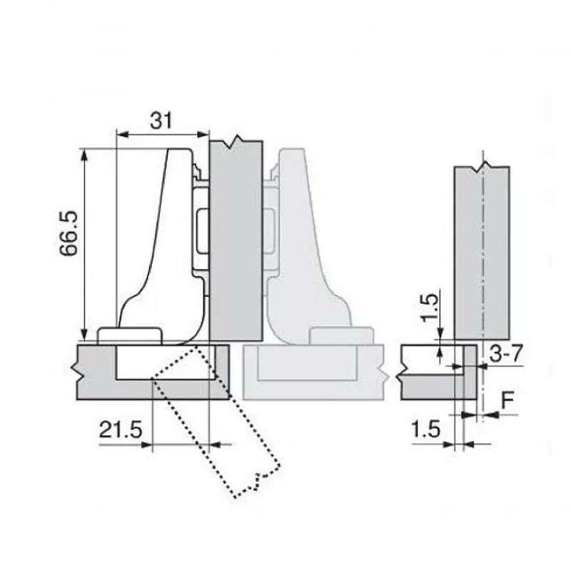 BLUM zawias CLIP TOP BLUMOTION 110 stopni, drzwi bliźniacze 71B3650
