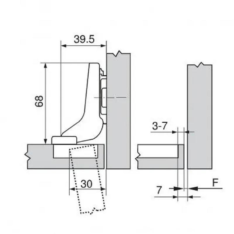 BLUM zawias 110 stopni CLIP TOP BLUMOTION drzwi wpuszczane 71B3750