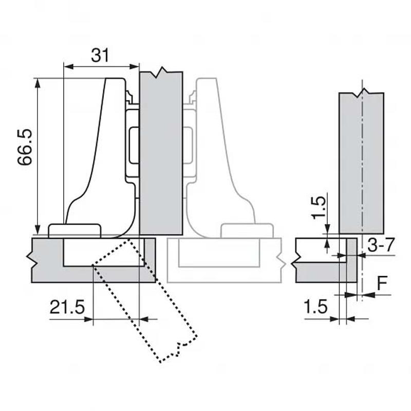 BLUM zawias clip top 110 stopni, bliźniaczy 71T3650