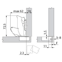 BLUM zawias clip top Blumotion 155 stopni 71B7550