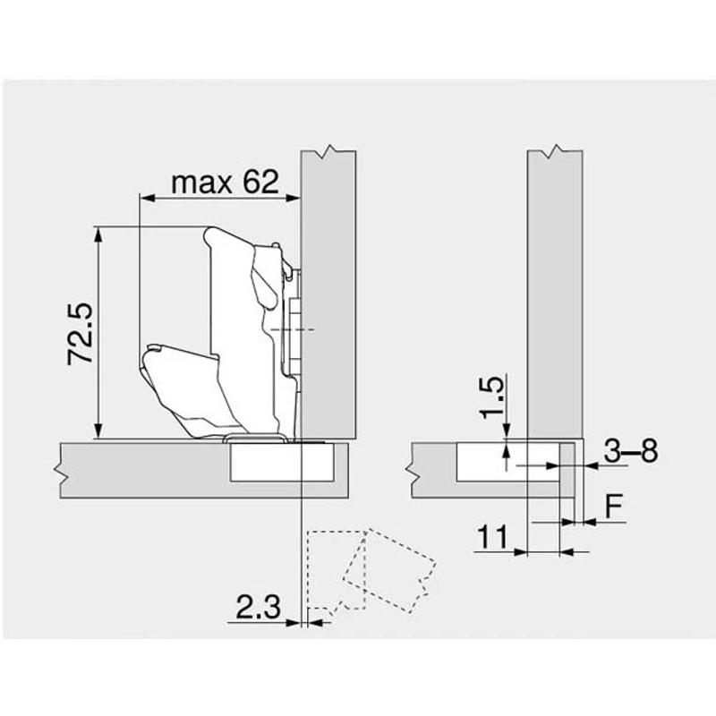 BLUM zawias clip top Blumotion 155 stopni 71B7550
