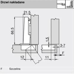 BLUM clip top zawias 110 stopni, drzwi nakładane, bez sprężyny 70T3550