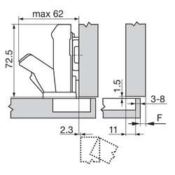 BLUM zawias 155 stopni, clip top bez sprężyny 70T7550