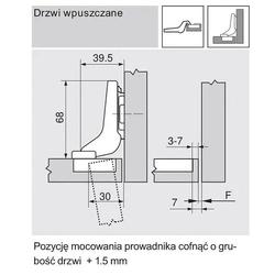Zawias Blum CLIP TOP 110°, drzwi wpuszczane, do systemu TIP-ON, bez sprężyny 70T3750 TL V50 NI