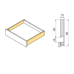 Szuflada cienkościenna VERTEX 350mm, wysokość 93mm, PUSH SYNCHRO 2 - biała