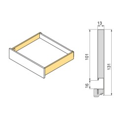 Szuflada cienkościenna VERTEX 350mm, wysokość 131mm, PUSH SYNCHRO 2 - szary antracyt