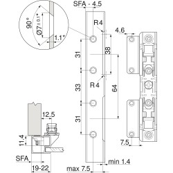 symetryczne mocowania frontu do AVENTOS HS,HK i HL (kpl),fronty drewniane  20S4200   FRO-B   S2  NI