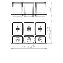 SEGREGATOR NA ŚMIECI RUBIO - 80  (3X15 L) ANTRACYT