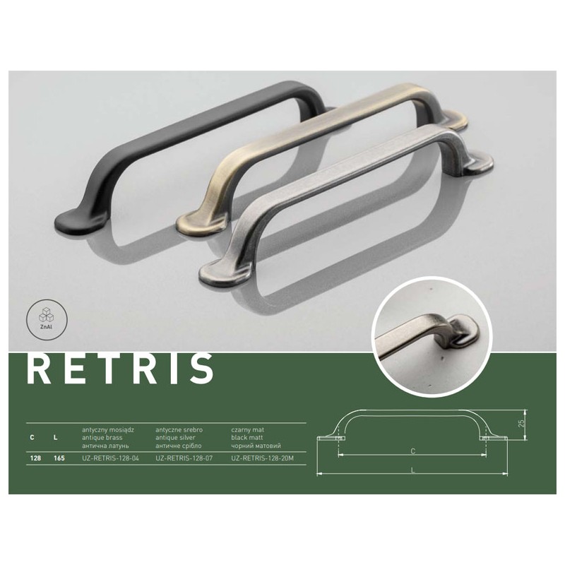 GTV uchwyt meblowy RETRIS czarny 128/165mm