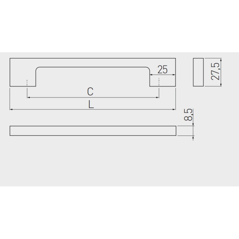 Uchwyt meblowy UZ-819 GTV 256mm złoty mosiądz