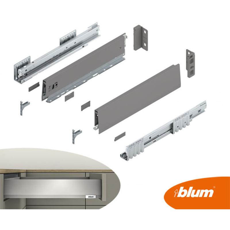 Szuflada BLUM Merivobox M (niska), L – 350mm, szary indium mat
