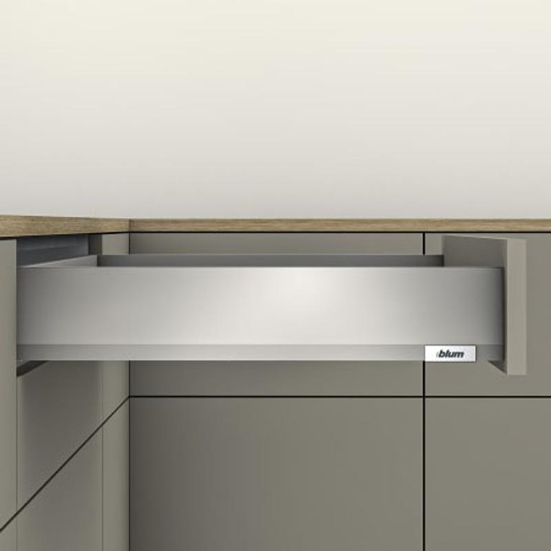 Szuflada BLUM Merivobox M (niska), L – 350mm, szary indium mat