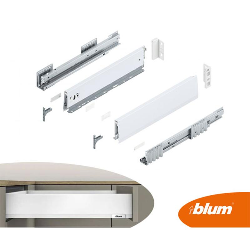 Szuflada BLUM Merivobox M (niska), L – 500mm, jedwabiście biały mat