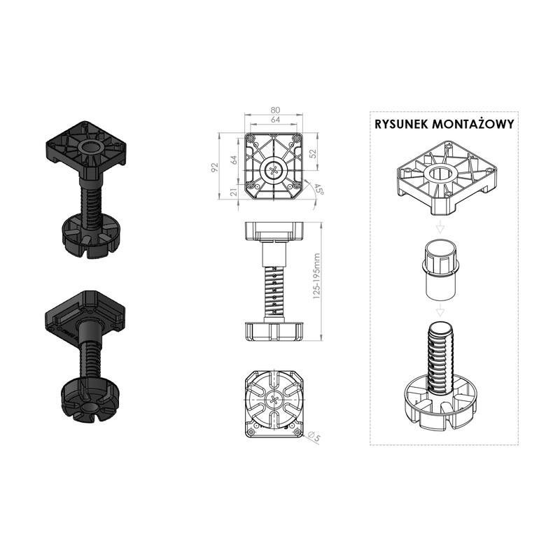 Stopka meblowa MULTI-LEG 50-75
