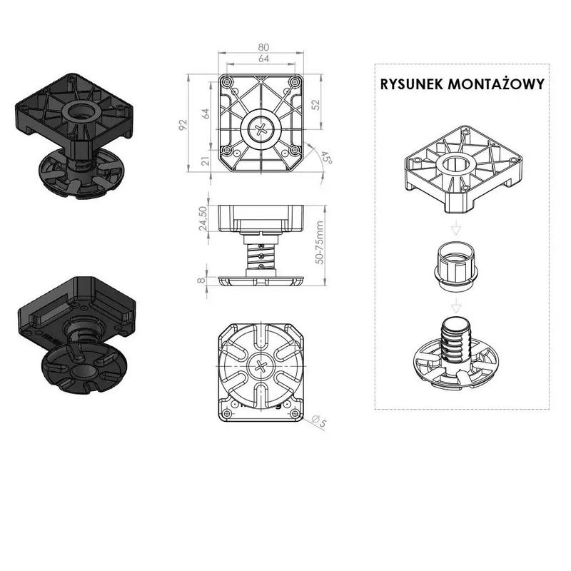 Stopka meblowa MULTI-LEG 50-75